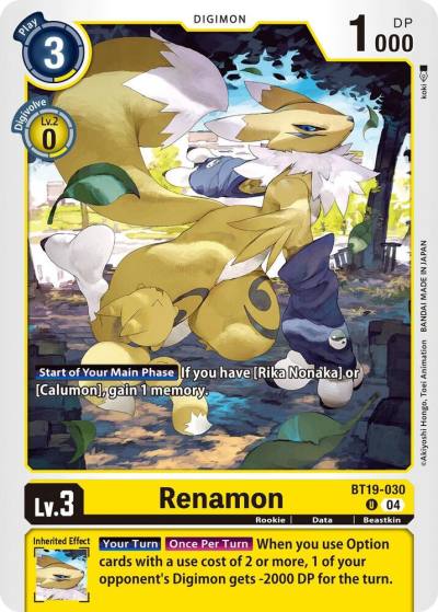 Renamon BT19-030 U Release Special Booster 2.5 Digimon card