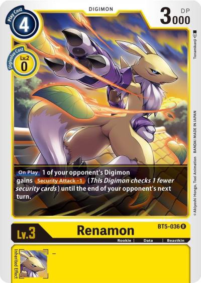 Renamon BT5-036 R Battle of Omni Digimon card