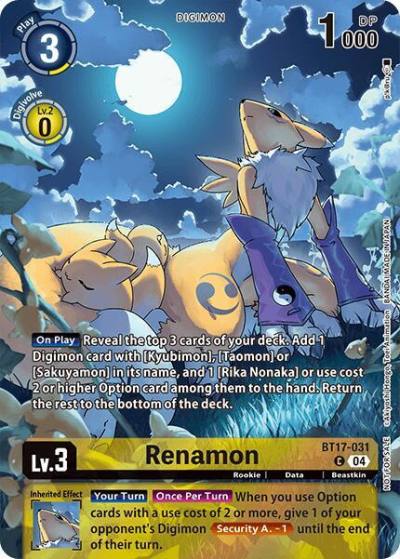 Renamon Legend Pack 2024 Box Topper BT17-031 C Chain of Liberation Digimon card