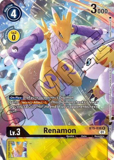 Renamon Tamers Card Set 1 BT5-036 R Battle of Omni Digimon card