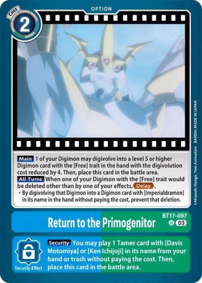 Return to the Primogenitor BT17-097 U Secret Crisis Digimon card
