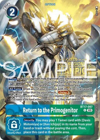 Return to the Primogenitor Regionals 25 26 Season 2 Champion BT17-097 U Secret Crisis Digimon card