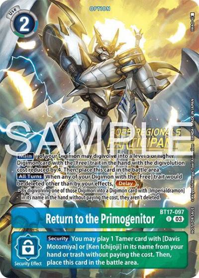Return to the Primogenitor Regionals 25 26 Season 2 Participant BT17-097 U Secret Crisis Digimon card