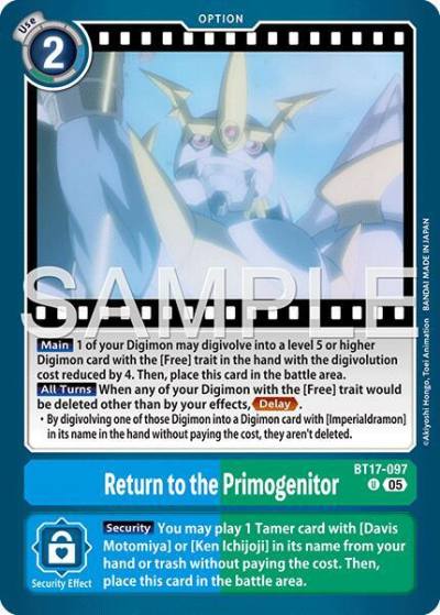 Return to the Primogenitor Reprint BT17-097 U Advanced Booster Digimon Generation Digimon card