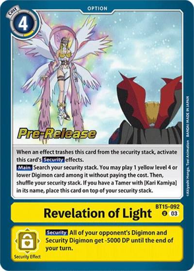 Revelation of Light BT15-092 U Exceed Apocalypse Pre-Release Cards Digimon card