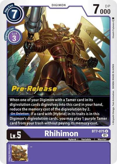 Rhihimon BT7-075 U Next Adventure Pre-Release Cards Digimon card