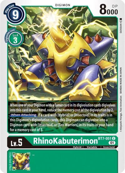 Rhinokabuterimon BT7-051 U Next Adventure Digimon card