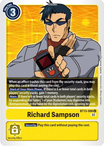 Richard Sampson BT13-098 U Versus Royal Knights Digimon card