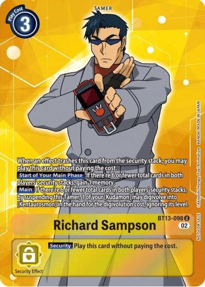 Richard Sampson Box Topper BT13-098 U Versus Royal Knights Digimon card