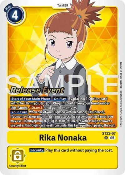 Rika Nonaka ST22-07 R Starter Deck 22: Amethyst Mandala Advanced Deck Set Release Event Cards Digimon card