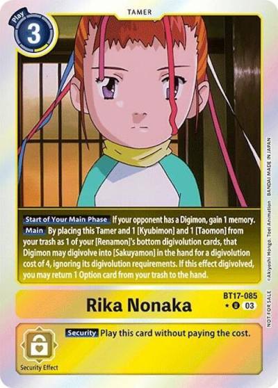 Rika Nonaka Secret Crisis Movie Memorial Pack BT17-085 U Secret Crisis Digimon card