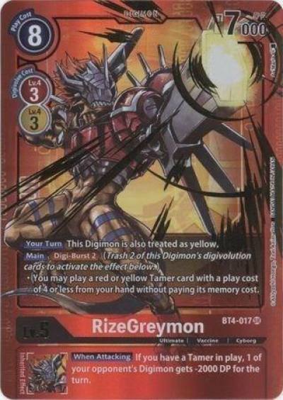 RizeGreymon Alternate Art BT4-017 SR Great Legend Digimon card