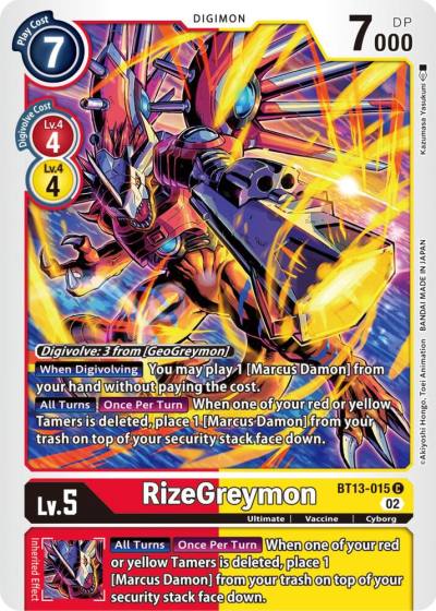RizeGreymon BT13-015 C Versus Royal Knights Digimon card