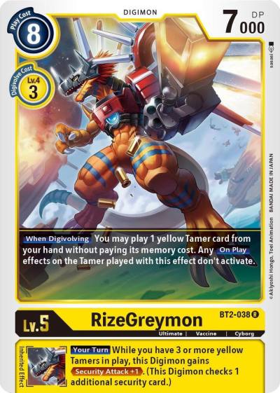 RizeGreymon BT2-038 R Release Special Booster 1.5 Digimon card