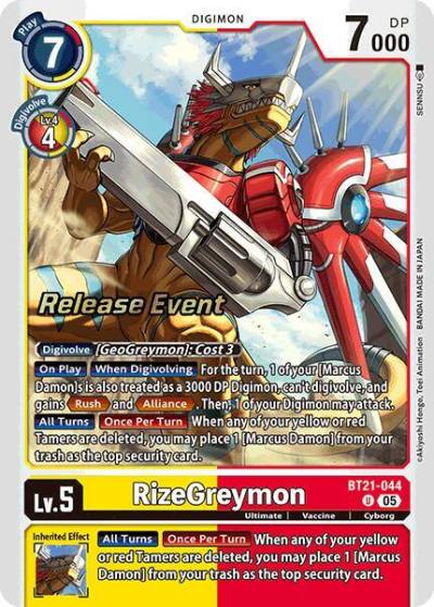 RizeGreymon BT21-044 U World Convergence Release Event Cards Digimon card