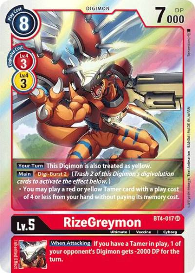 RizeGreymon BT4-017 SR Great Legend Digimon card