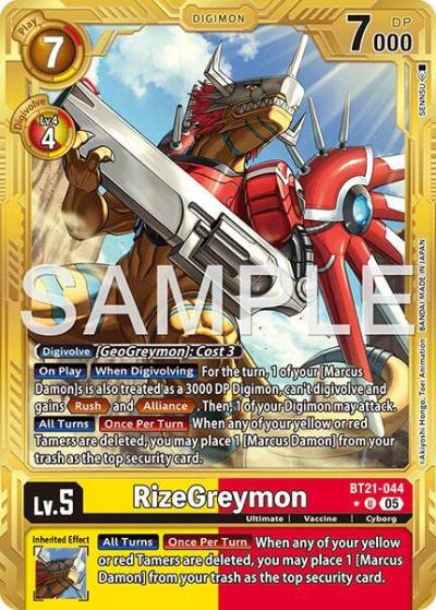 RizeGreymon Gold Border BT21-044 U Advanced Booster Digimon Generation Digimon card