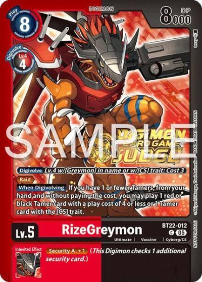 RizeGreymon Judge Pack 2025 Wave 2 BT22-012 C Cyber Eden Digimon card