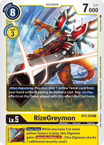 RizeGreymon Official Tournament Pack Vol2 BT2-038 R Release Special Booster 1.0 Digimon card