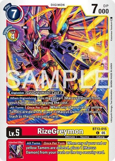RizeGreymon Reprint BT13-015 C Advanced Booster Digimon Generation Digimon card
