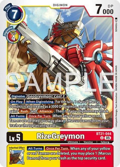 RizeGreymon Reprint BT21-044 U Advanced Booster Digimon Generation Digimon card