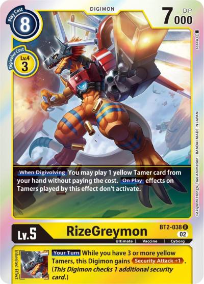 RizeGreymon Resurgence Booster Reprint BT2-038 R Resurgence Booster Digimon card