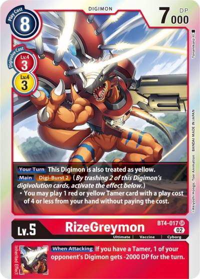 RizeGreymon Resurgence Booster Reprint BT4-017 SR Resurgence Booster Digimon card