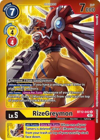 RizeGreymon Tamer Party Special BT12-042 R Across Time Digimon card