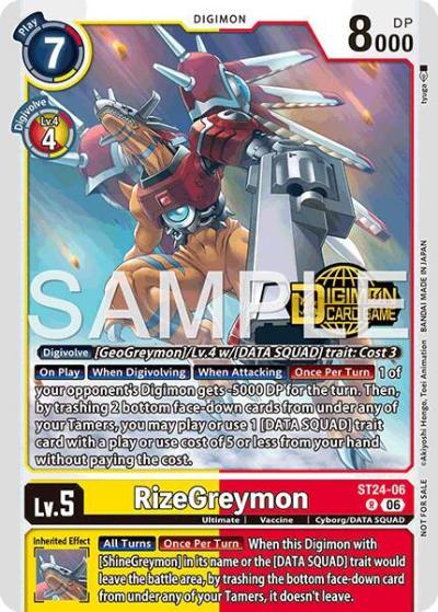 RizeGreymon Welcome Tamers Pack Vol2 ST24-06 R Starter Deck 24: Data Squad Release Event Cards Digimon card