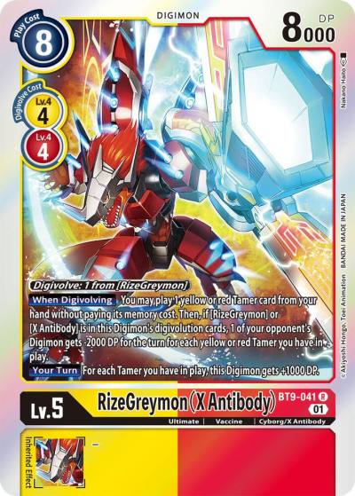 RizeGreymon X Antibody BT9-041 R X Record Digimon card