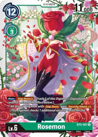Rosemon BT5-057 U Battle of Omni Digimon card