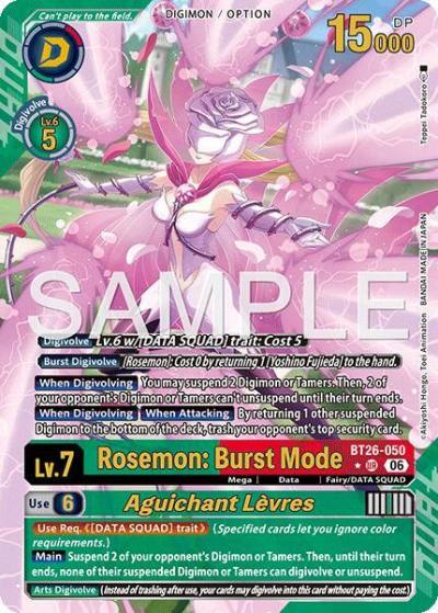 Rosemon: Burst Mode // Aguichant Levres Alternate Art BT26-050 UR Timeless Bonds Digimon card