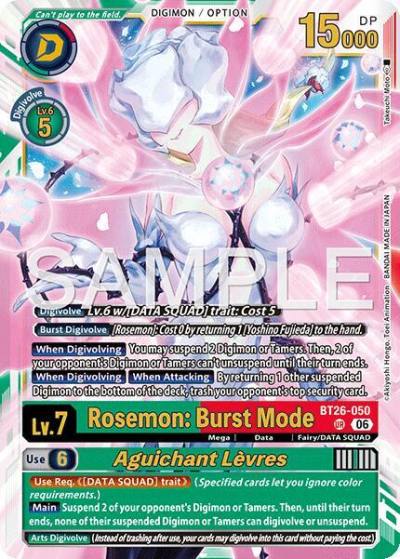 Rosemon: Burst Mode // Aguichant Levres BT26-050 UR Timeless Bonds Digimon card