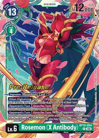 Rosemon X Antibody BT15-054 R Exceed Apocalypse Pre-Release Cards Digimon card