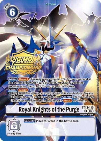 Royal Knights of the Purge Championship 2024 Gold Stamp Card Set BT13-110 R Versus Royal Knights Digimon card
