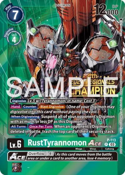 RustTyrannomon ACE 2024 Regionals Champion P-113 P Digimon Promotion Cards Digimon card