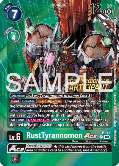 RustTyrannomon ACE 2024 Regionals Participant P-113 P Digimon Promotion Cards Digimon card