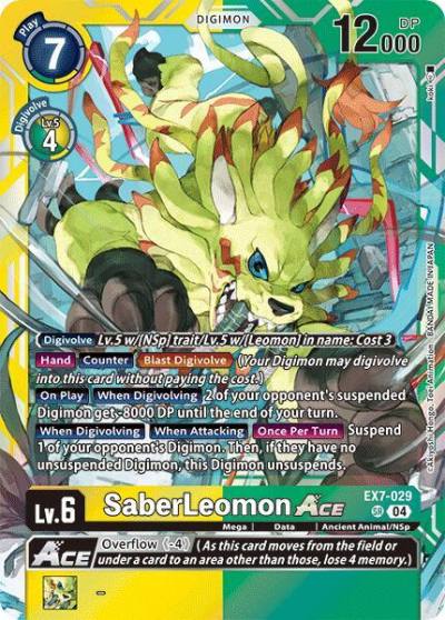 SaberLeomon ACE EX7-029 SR Digimon LIBERATOR Digimon card