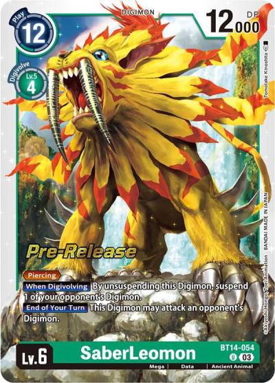 SaberLeomon BT14-054 U Blast Ace Pre-Release Cards Digimon card