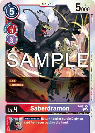 Saberdramon 3rd Anniversary Update Pack P-091 P Digimon Promotion Cards Digimon card