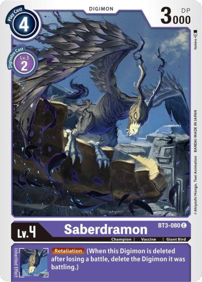 Saberdramon BT3-080 C Release Special Booster 1.5 Digimon card