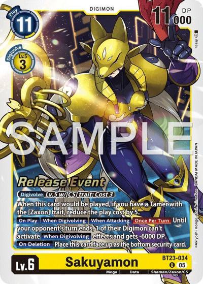 Sakuyamon BT23-034 U Hackers' Slumber Release Event Cards Digimon card