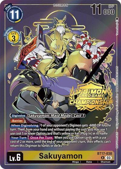 Sakuyamon Championship 2024 Gold Stamp Card Set BT17-038 R Secret Crisis Digimon card