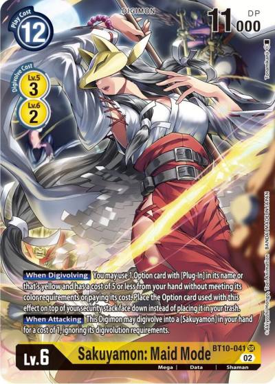 Sakuyamon Maid Mode Alternate Art BT10-041 SR Xros Encounter Digimon card