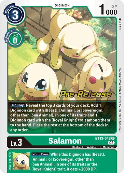 Salamon BT13-048 U Versus Royal Knights Pre-Release Cards Digimon card