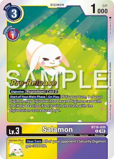 Salamon BT16-030 R Beginning Observer Pre-Release Cards Digimon card