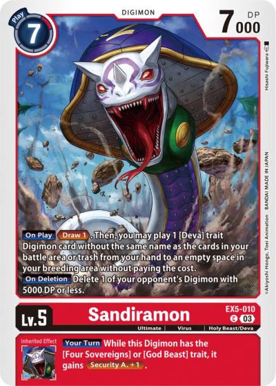 Sandiramon EX5-010 C Animal Colosseum Digimon card