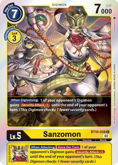 Sanzomon BT10-038 R Xros Encounter Digimon card