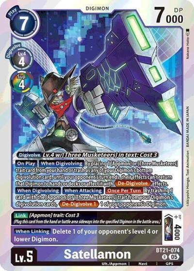 Satellamon BT21-074 R World Convergence Digimon card