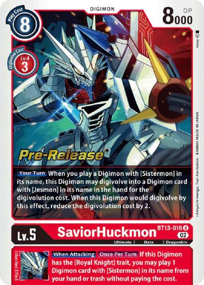 SaviorHuckmon BT13-016 U Versus Royal Knights Pre-Release Cards Digimon card